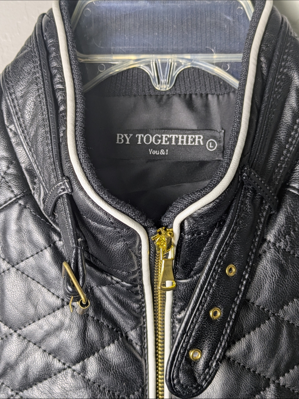 By Together Black Quilted Sleeveless Vest L Gold Hardware Equestrian Moto Ski - Picture 3 of 13